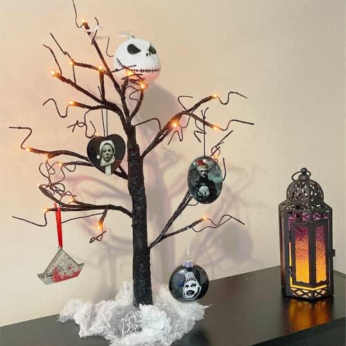 Halloween Lighted Tree Black Birch Tree Battery Powered Lights Warm White LED Artificial Branch Tree for Halloween Haunted House
