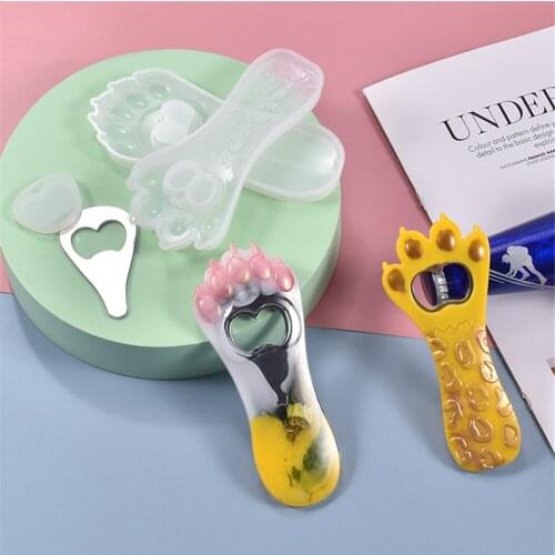 Diy Hand-made Crystal Epoxy Epoxy Resin Mold Cat Paw Bottle Opener Mold Crafts Jewelry Key Ring Decorations Casting Tools