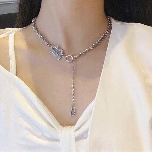 Blijery Korean temperament simple B letter pendant necklace female 2021 new fashion clavicle chain necklace jewelry gift
