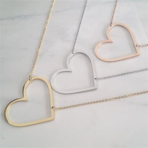 Large heart Necklace large star necklaceLarge Initial Necklace sideways necklaceBridesmaids gift Girl gift