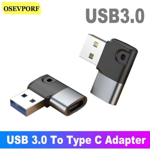 Type C Adapter Elbow USB3.0 To USB C OTG Adapter For Macbookpro For Xiaomi Samsung USB Adapter USBC OTG Cable USB 3.0 Converter