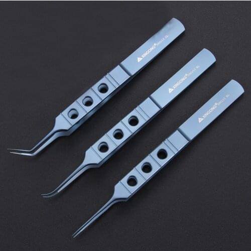 Beauty plastic surgery titanium alloy fine toothed hair transplant tweezers straight elbow implant tweezers implant hair tweezer