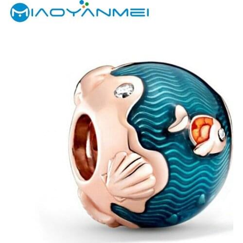 Gift 2020 Summer 925 Sterling Silver Beads Blue Underwater World Charm Fit Original Pandora Bracelets DIY Women Fashion Jewelry