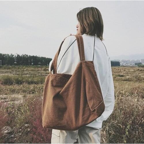 Simple Fashion Shopping Womens handbags large Super big Canvas Shoulder bag ladies Casual tote bags-bags Japan style White bag