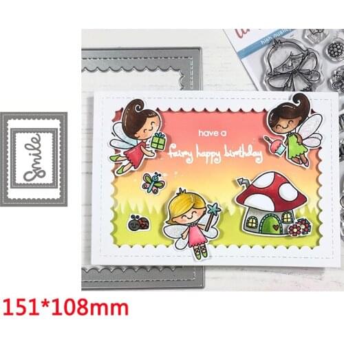 Rectangular Wave Frame SMILE Word Metal Cutting Dies Scrapbooking Album Paper DIY Cards Craft Embossing Dies New 2020