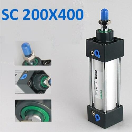 SC 200X400 AIR Cylinder single rod Double Action 200mm Bore 400mm stroke Aluminum Alloy Pneumatic Cylinder