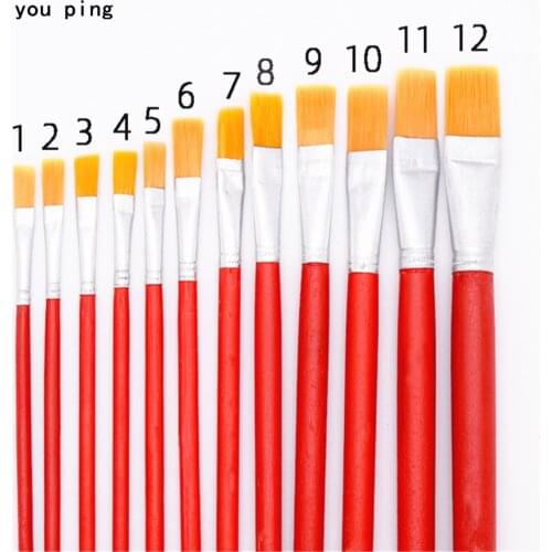 Made in China 12 Number Watercolor Nylon Paint Brushes Oil brush painting pen Marker School student Art Supplies New