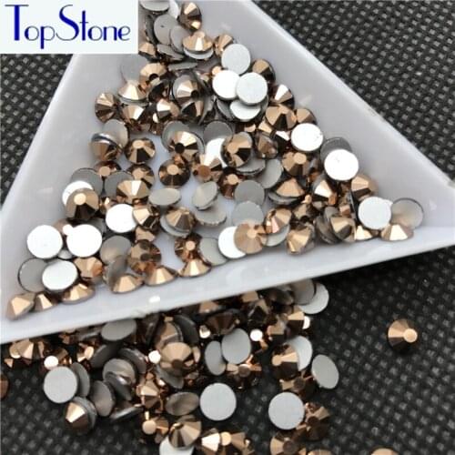 Topstone Rose Golden Color FLATBACKS Rhinestone ss3-ss34 Glass Crystal Non Hotfix Glue On Nail Art Rhinestones