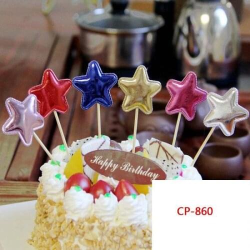 Cake toppers shiny star/crown paper cards banner for fruit Cupcake Wrapper Baking Cup tea birthday party wedding decoration Wh