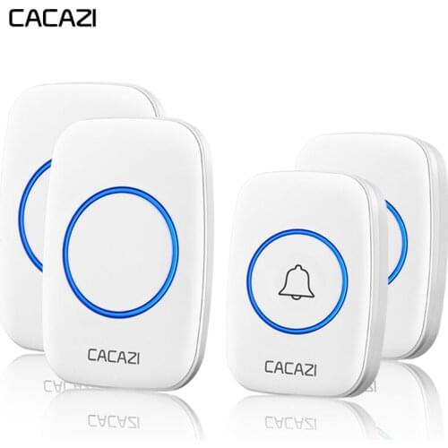 CACAZI Waterproof Wireless Doorbell Battery 2 Transmitter 2 Receiver US EU UK AU Plug Intelligent Home Calling Ring Bell Chime