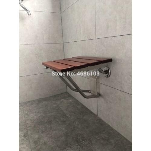 High Quality Folding shower seat bathroom shower seat Wall Mounted Relaxation Shower Chair Solid wood shower folding seat