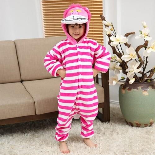 Funny Cheshire Cat Pajamas Onesie Child Kigurumi Kids Animal Overall Girl One-Piece Suit Party Pijama Birthday Cosplay Costume