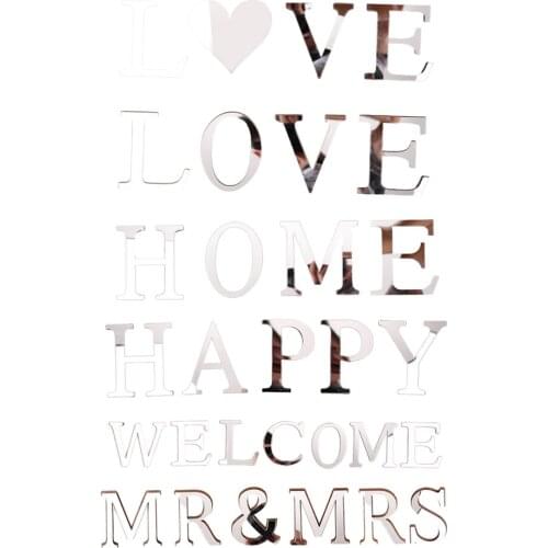 Mirror Wall Sticker Acrylic Set Office Living Room Creative Letter Wall Sticker 3D Three-dimensional Wall Home Decoration