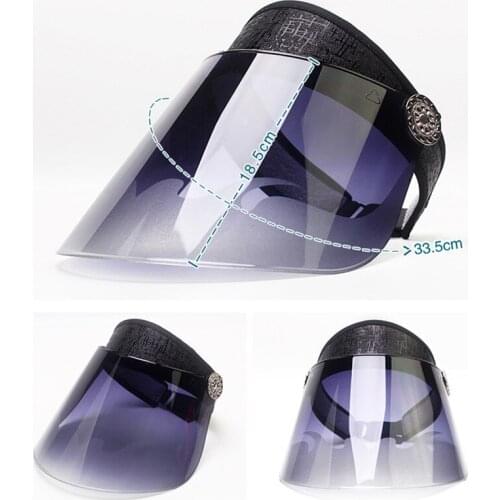 Women Anti-uv Lens Hat Female Plastic Wide Brim Sun Hat Casual Summer Free Rotating Empty Top Plastic Visor Cap