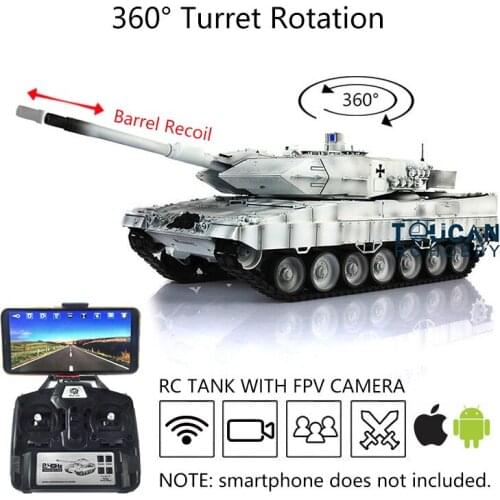 1/16 Heng Long 7.0 Leopard2A6 FPV RC Tank 3889 360 Turret Barrel Recoil TH17637-SMT4