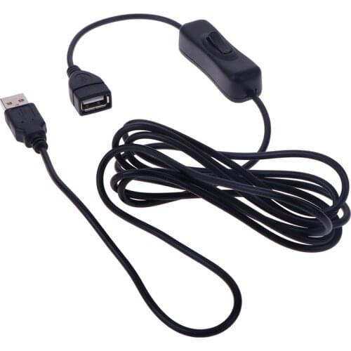 1Pc USB Cable Male to Female Switch ON OFF Cable Toggle LED Lamp Power Line 2m