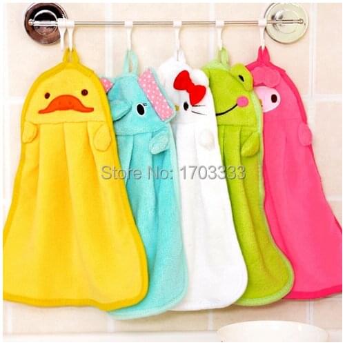 100pcs/lot Microfiber Fabric Nursery Hand Towel Soft Plush Fabric Cartoon Animal Wipe Hanging Bathing Towel #RTY68