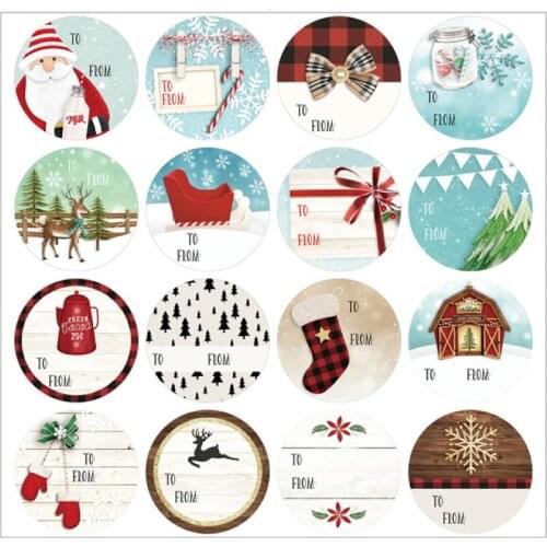12 Sheets/1 Bag Christmas Series Sticker Envelope Seal Scrapbook Sticker Cute Round Stationery Label Stickers