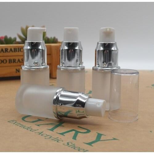 15ml frosted glass press pump bottles, With Shiny Silver pump,Empty lotion bottles,Cosmetic spray bottles F213