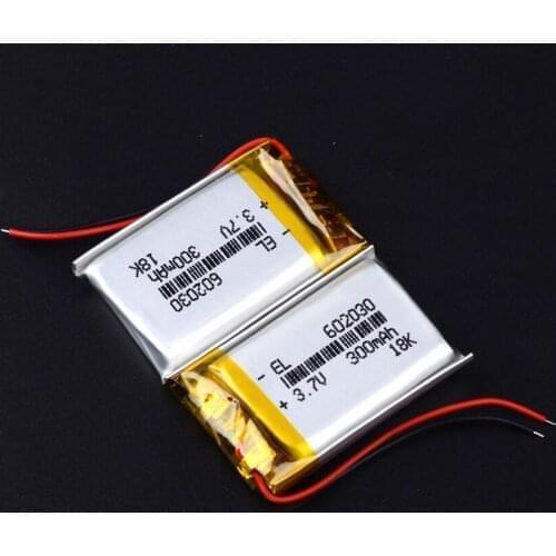 3.7V 300mAh Rechargeable li-Polymer Li-ion Battery For bluetooth headset mouse Bracelet Wrist Watch speaker GPS 602030 062030