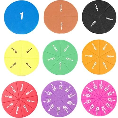 51pcs Round Fractions Tiles Children Kids Number Teaching Educational Toy