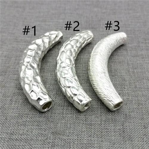 925 Sterling Silver Shiny Curve Tube Bead Large Hole for Bracelet