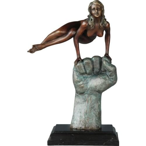 Sexy Nude Girl Bronze Statue Sculpture Modern Erotic Woman Art Marble Base Perfect Naked Female Decoration Collection