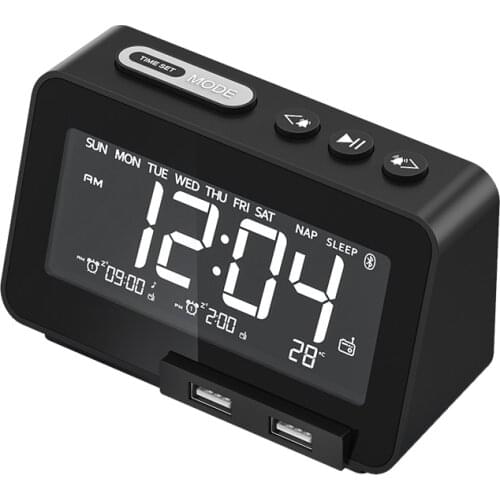 DAB & FM Radio Digital Alarm Clock LCD Backlight Bluetooth-compatible Dual USB Port Sleep Timer For Office Bedroom Travel