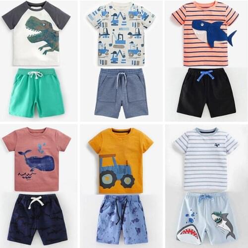 New 2021 Brand 100% Cotton Summer Baby Boys Clothes Set 2pcs Children Clothing Suit Bebe Kids Short Sleeve Clothes Set Baby Boys