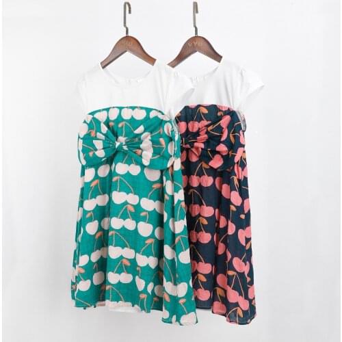 2021 Girls' Elegant Dress Butterfly Festival Printed Childrens Dress Spring and Summer Korean Version Color-Blocking Princess