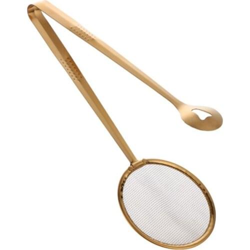 Stainless Steel Fryer Clamp Mesh Strainer Spoon with Food Clip Kitchen Oil-Frying Barbecue Filter Scoop Tools Wholesale&Dropship