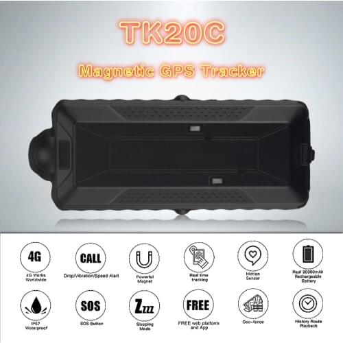 Real Time Tracking 4G Vehicle GPS Tracker GPS Location Magnet Waterproof TK20C 20000mAh with Global Use Car GPS Tracking System