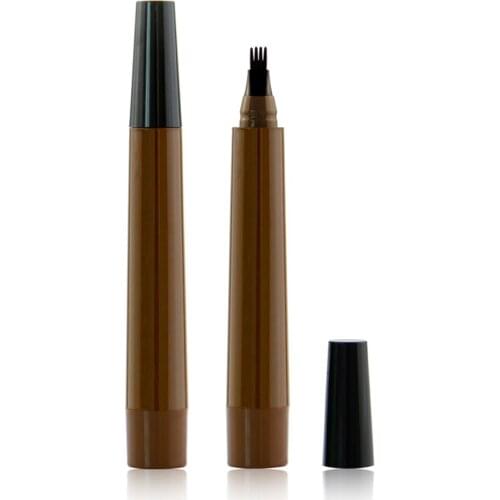 10 Pieces Private Label Liquid Eyebrow Pen Microcarving Waterproof Four-pointed Brown Eye Makeup Pencil Custom Cosmetic