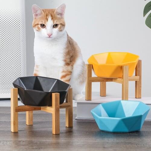 Ceramic Tilted Cat Dog Bowl Cat Food Water Bowl Dish Pet Comfort Feeding Bowls