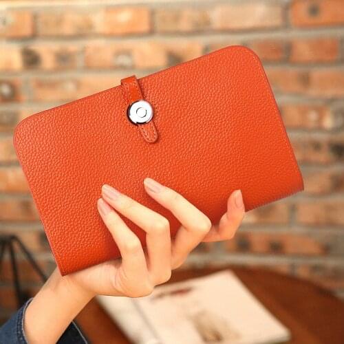 2020 Hot Sale Women Wallets Fashion Litchi Grain Cowhide Leather Purse Zipper Wallet High Quality Womens Wallet and Purses Bag