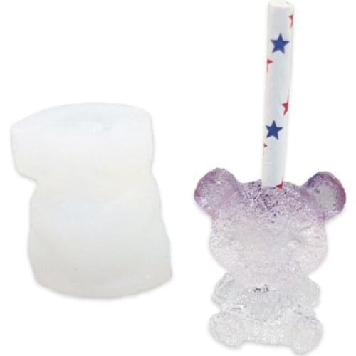 Bear Straw Topper Silicone Mold Fish Tails Silicone 8mm Straws Topper Molds Kit AXYD