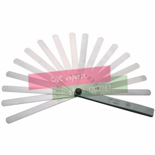 100mm/150mm/200mm 17 Blade Metric Feeler Gauge 0.02-1.00mm Carbon Steel Gap Filler Thickness Measurement Tool