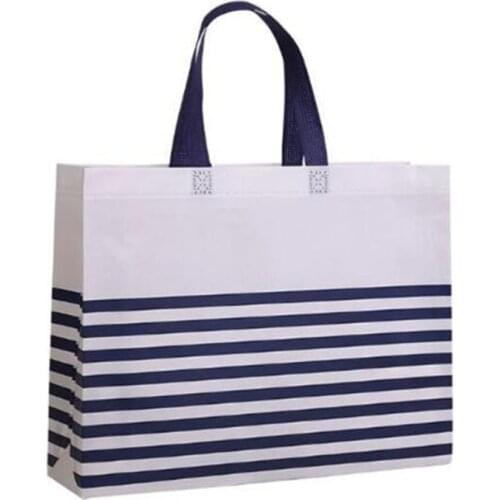 Fashion Navy Stripe Printed Storage Bag Non-woven Portable Shopping Bag Bedding Bag for Clothes Socks Customized Gift Wholesale