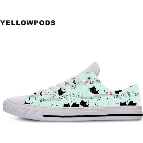 Men Casual Shoes 2019New Piano With Music Note Brand Women Men Flats Shoes Lovely Cat Prints Comfortable Off White Shoes Man
