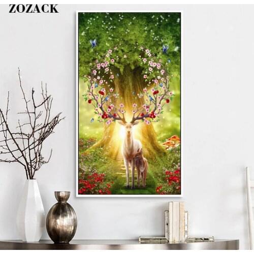 DIY Chinese Cross Stitch Kits Embroidery Needlework Sets Animal Dream Forest Elk Floral Print Cross-Stitch Christmas Home Decor
