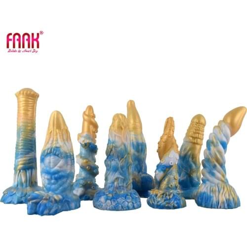 FAAK New Multicolor Sexy Dildo Female Sodomy Sex Toy Fantasy Animal Penis Large Silicone Anal Plug Vagina Orgasm Suction Cup Toy