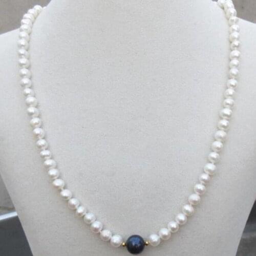 19" Charming SOUTH SEA NATURAL WHITE +BLACK PEARL NECKLACE 925silver CLASP