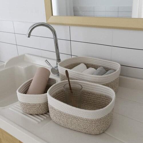 Organizer Food Storage Tray Bin Bathroom Rack Basket Oval Ellipse Office Collection Home Furnishings Cotton Rope Woven Box