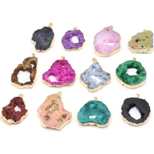 Natural Crystal Quartz Stone Pendant Irregular Charms for DIY Jewelry Making Necklace Bracelet Erirngs Gift 40x30x6mm-50x30x6mm