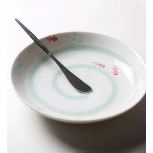 7.5Inch middle Japanese plate goldfish ceramic plate dish soup plate under glazed decorative dishes plates kniteck tableware