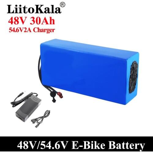 LiitoKala 18650 48V 20AH 30ah 15ah 12ah 25ah Lithium Battery Pack 48V 1000W electric bicycle battery Built in 20A BMS 48V2A