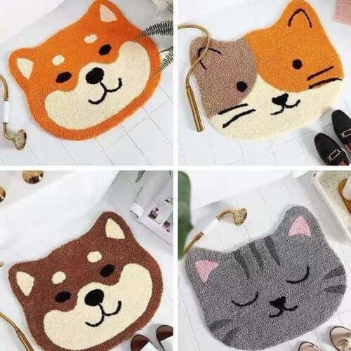 Bathroom Door Entrance Mat Cartoon Cat Bath Rug Bathroom Non-Slip Mat Toilet Mat Entrance Door Absorbent Mat Anti-slip Door Mat