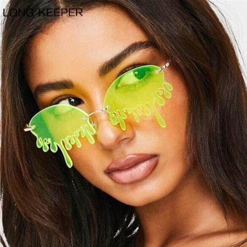 2020 New Fashion Rimless Funny Sun Glasses Women Vintage Brand Design Tears Shape Sunglasses Female Candy Color Gafas Shades