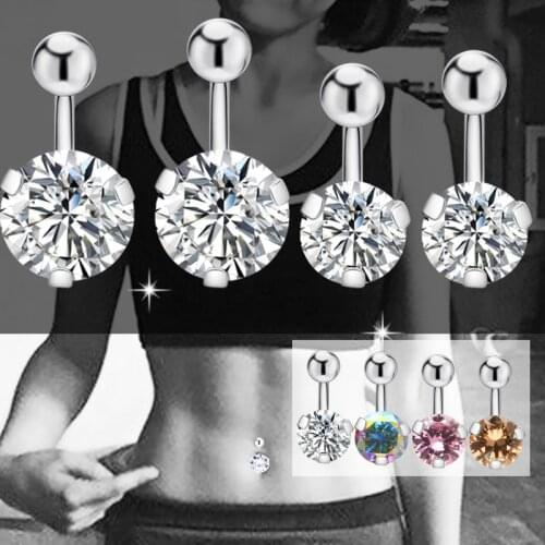 1PC Sexy Belly Button Rings Navel Piercing Jewelry Surgical Steel Zircon 14G 8mm 10mm Body Jewelry For Women Ombligo Nobril