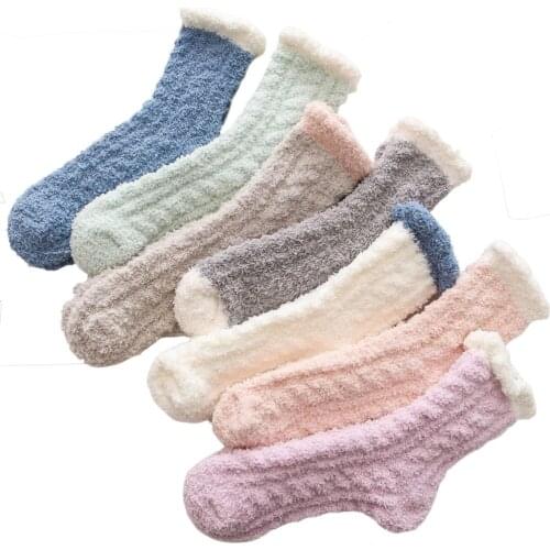 Winter Warm Fluffy Socks Women Soft Floor Socks Elastic Coral Velvet Socks